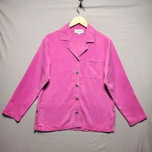 Citywear Petite Pink Lyocell Button Up Blouse Shirt Jacket Shacket Womens PS USA
